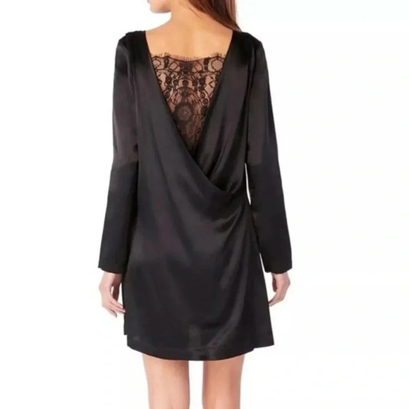 Michael Stars Black Satin Back Surplice Shift Dress size XS - Picture 2 of 8